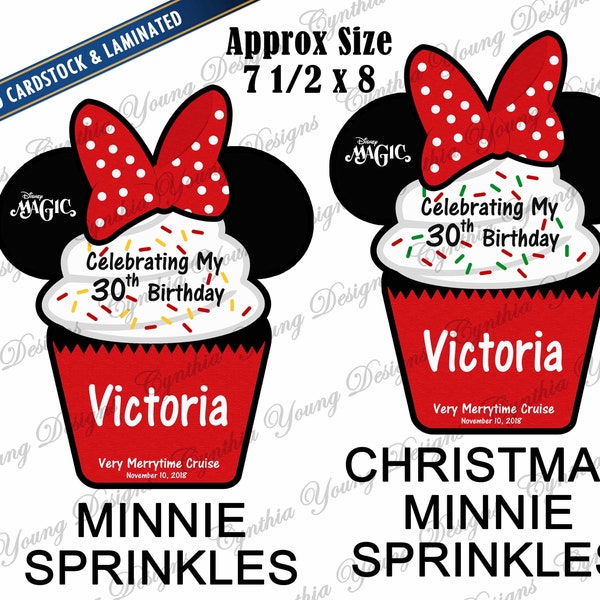 Cruise Door Magnet | Minnie Ears Birthday Cupcake | Happy Birthday Cruise Magnet | Disney Cruise Line Birthday Cupcake