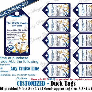 Anchor Duck Tags| Customized With YOUR Personal Info| RCL NCL Princess Celebrity (Any Cruise Line) | Not an Instant Download