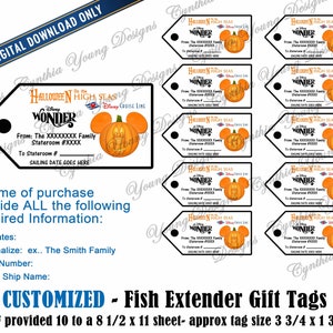 Étiquettes cadeaux Fish Extender| Personnalisé avec VOS informations personnelles | Pas un téléchargement instantané | Étiquettes-cadeaux Halloween FE| Téléchargement numérique