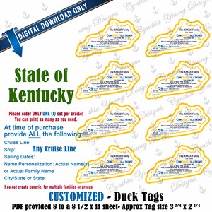 Médaillons en forme de Kentucky pour canard|  Personnalisé avec VOS informations personnelles| RCL NCL Princess Celebrity (toutes compagnies de croisière) | Pas un téléchargement instantané