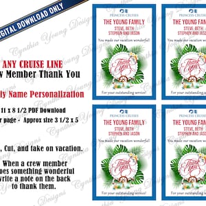 Grazie per i membri dell'equipaggio della compagnia di crociera / Qualsiasi compagnia di crociera / Grazie per la crociera / File PDF personalizzato