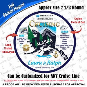 Cruise Door Magnet | Round Alaska Cruise Door Magnet | Cruising Alaska Port of Call Cruise Magnet | RCL NCL Princess (Any Cruise Line) image 3