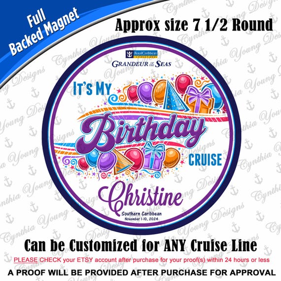 Cruise Door Magnet | It's My Birthday Cruise Magnet | Birthday Celebration Cruise| RCL NCL Disney (ANY Cruise Line)