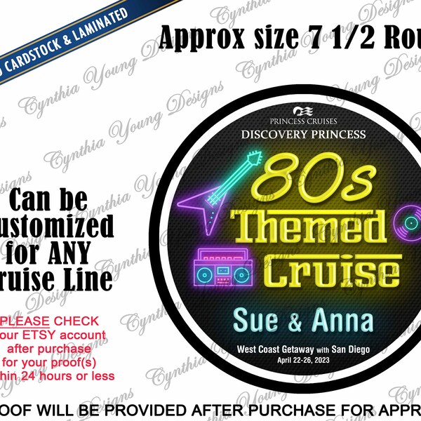 Stateroom Door Music Cruise Magnet |  80s Themed Cruises | Music Cruise | Cruise Cabin Door Magnet