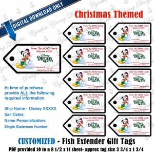 Fish Extender Gift Tags| Customized With YOUR Personal Information| Christmas FE Gift Tags| DCL Very Merrytime Cruise | Digital Download