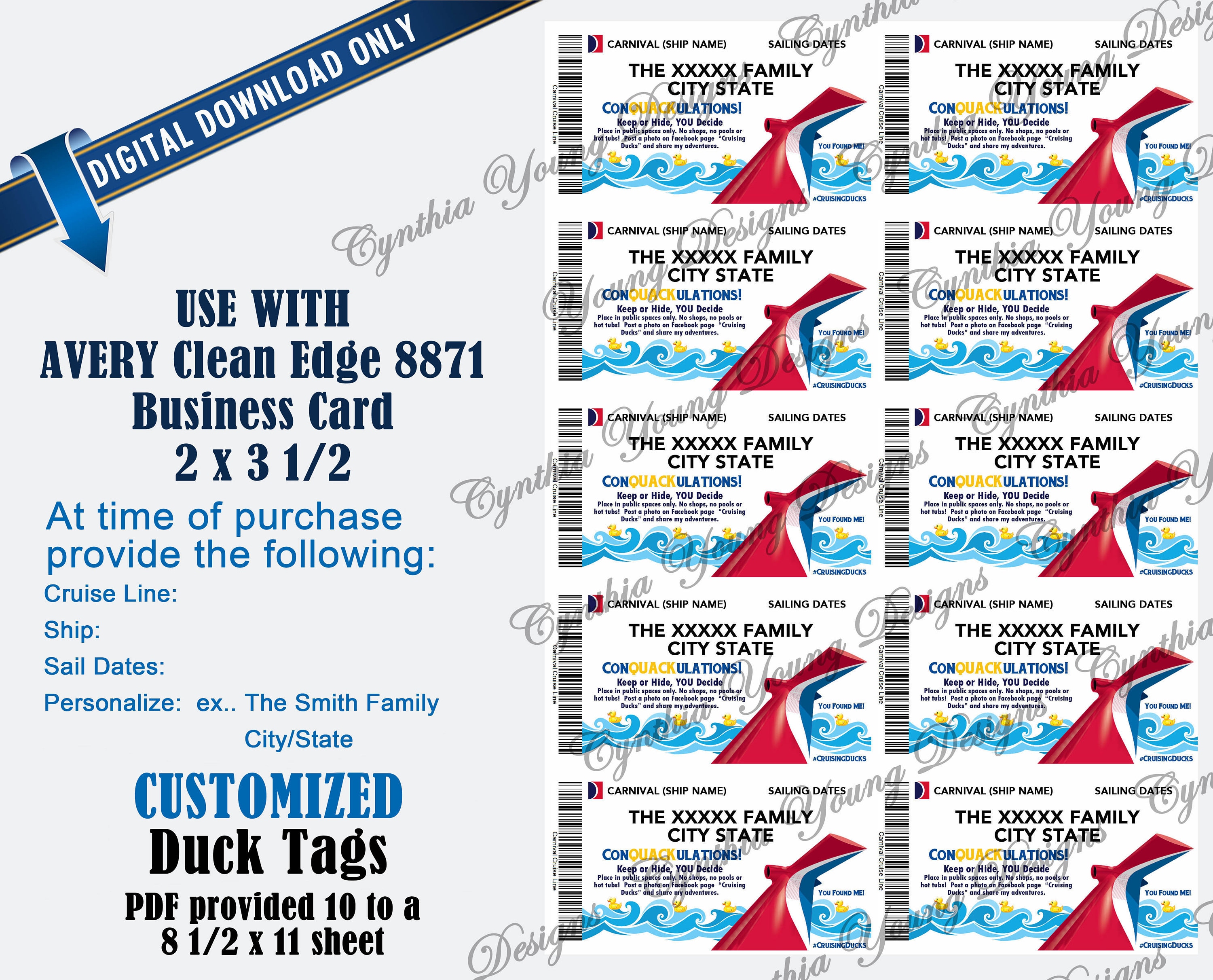 carnival-cruise-line-duck-tags-customized-with-your-personal-etsy