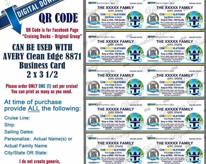 Royal Caribbean Cruise Line Duck Tags With QR Code| Customized With ...