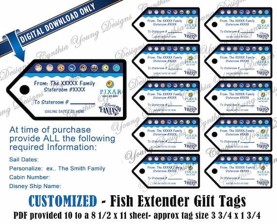 Fish Extender Gift Tags Customized With YOUR Personal Information