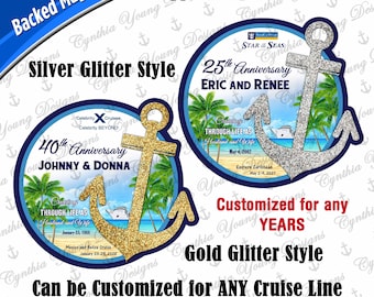 Cruise Door Magnet | Tropical Anchor Anniversary Cruise Magnet | Cruising through life as Husband and Wife | Any Cruise Line