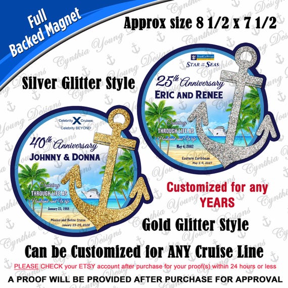 Cruise Door Magnet | Tropical Anchor Anniversary Cruise Magnet | Cruising through life as Husband and Wife | Any Cruise Line