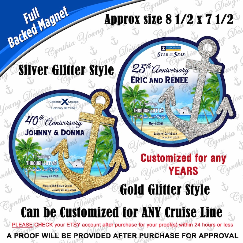 Cruise Door Magnet | Tropical Anchor Anniversary Cruise Magnet | Cruising through life as Husband and Wife | Any Cruise Line image 1