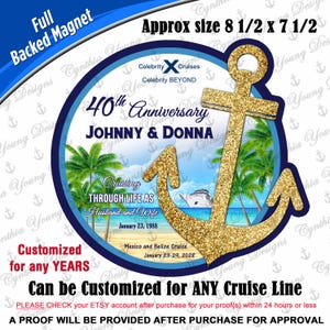 Cruise Door Magnet | Tropical Anchor Anniversary Cruise Magnet | Cruising through life as Husband and Wife | Any Cruise Line Gold