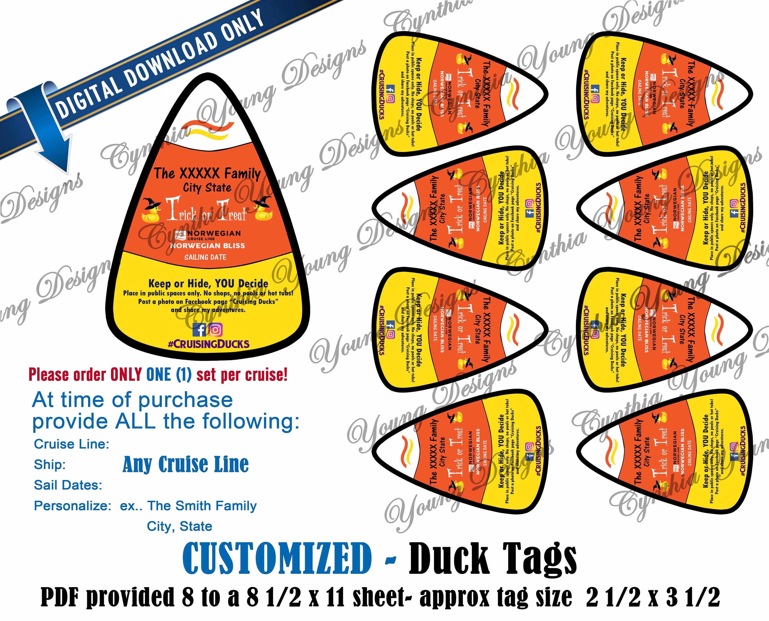 Halloween Duck Tags Customized With YOUR Personal Info Not - Etsy