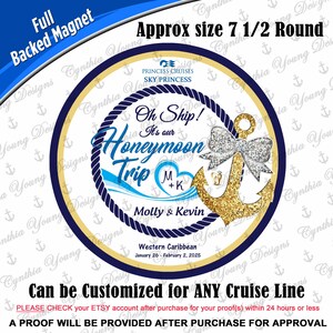 Cruise Door Magnet | Round Stateroom Door Magnet | Oh Ship! It's Our Honeymoon Trip Magnet | Honeymoon Cruise Magnet | Any Cruise Line