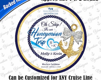 Cruise Door Magnet | Round Stateroom Door Magnet | Oh Ship! It's Our Honeymoon Trip Magnet | Honeymoon Cruise Magnet | Any Cruise Line