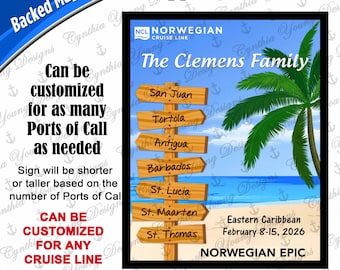Cruise Door Magnet | Itinerary Stateroom Door Magnet | Port of Call Door Magnet | Caribbean Tropical Sign Magnet | Any Cruise Line