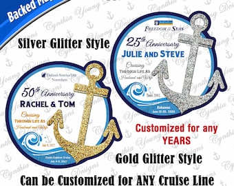 Cruise Door Magnet | Anchor Stateroom Door Cruise Magnet | Wedding Anniversary | Cruising through life as Husband and Wife | Any Cruise Line