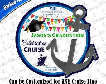 Cruise Door Magnet | Anchor Stateroom Door Graduation Celebration Cruise Magnet | High School/College Graduate | Any Cruise Line
