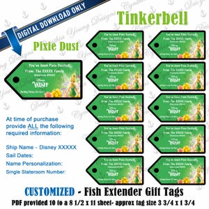 Fish Extender Gift Tags| Customized With YOUR Personal Information| Not an Instant Download | Pixie Dust FE Gift Tags| Digital Download