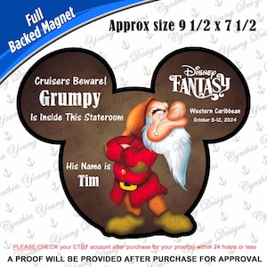 Cruise Door Magnet | Stateroom Door Mickey Ears | Grumpy Cruise Magnet | Cruisers Beware