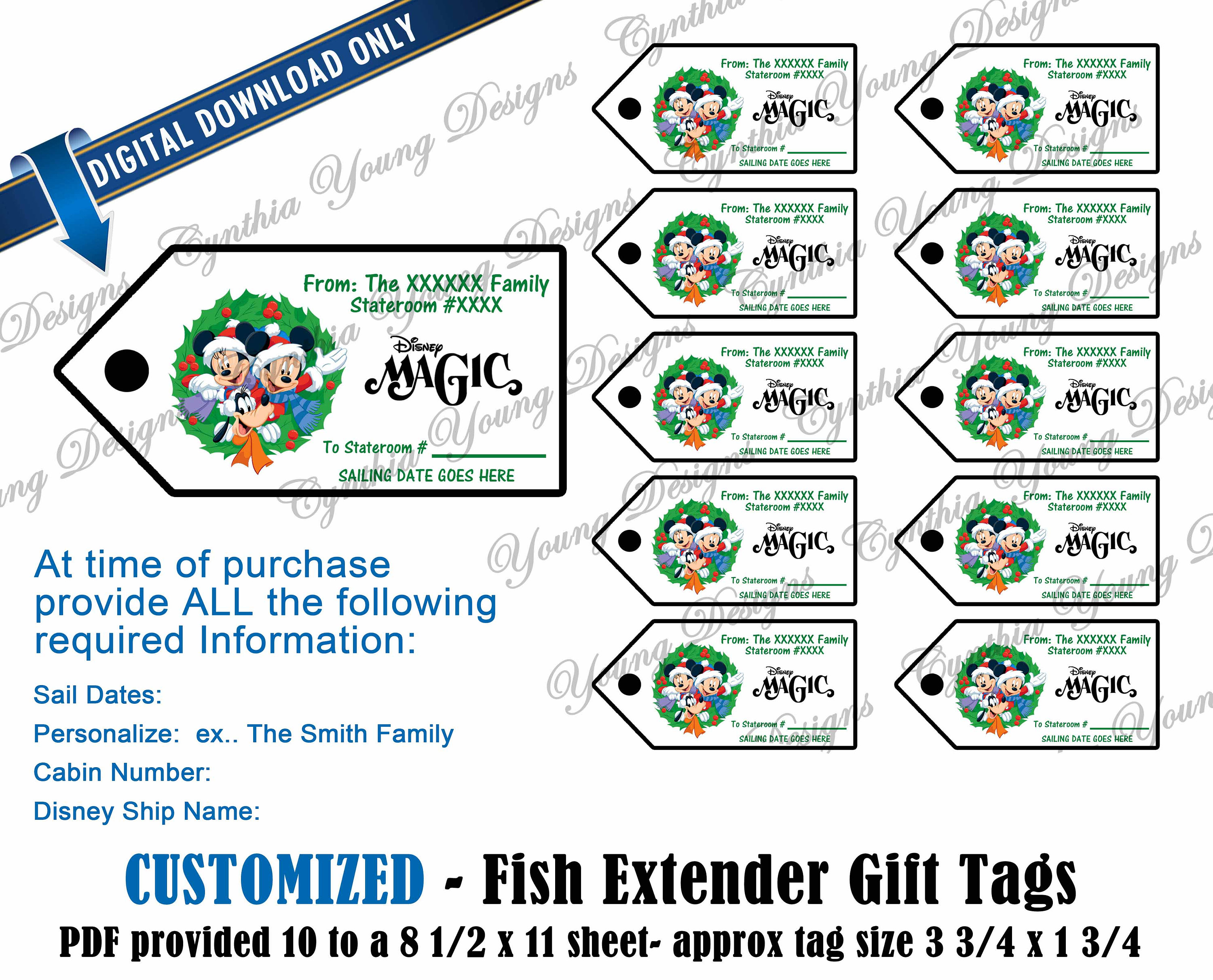 Fish Extender Gift Tags Customized With YOUR Personal Information