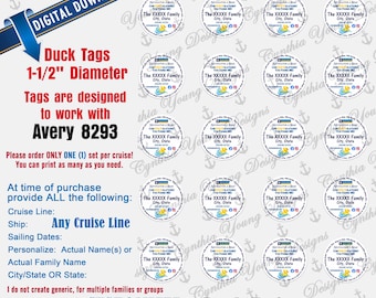 Duck Tags Round Tags | Customized With YOUR Personal Information| Not an Instant Download | RCL NCL Princess | Any Cruise Line