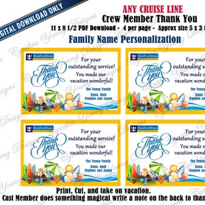 Cruise Line Crew Mitglied Danke | Irgendeine Cruise Line | Kreuzfahrt Danke | Personalisierte PDF-Datei