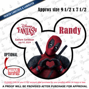 Cruise Door Magnet | Stateroom Door Mickey Ears  |  Deadpool Magnet | Deadpool Cabin Door Magnet | Disney Cruise Magnet