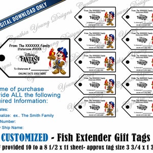 Etiquetas de regalo Fish Extender/ Personalizadas con SU información personal/ Etiquetas de regalo Pirate FE/ Descarga digital