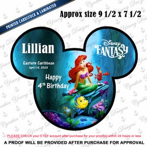 Cruise Door Magnet | Mickey Ears Birthday | Little Mermaid Birthday Cruise Magnet | Ariel Cabin Door Magnet | Birthday Cruise Magnet