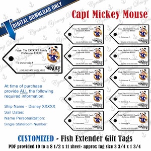 Fish Extender Gift Tags| Customized With YOUR Personal Information| Not an Instant Download | DCL FE Gift Tags| Digital Download