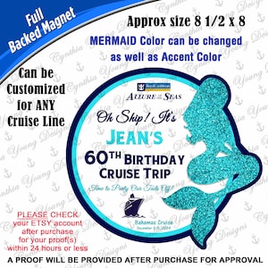 Cruise Door Magnet | Birthday Mermaid Magnet | Birthday Cruise | Mermaid Birthday Cruise Door Magnet |Oh Ship! Birthday Cruise Trip