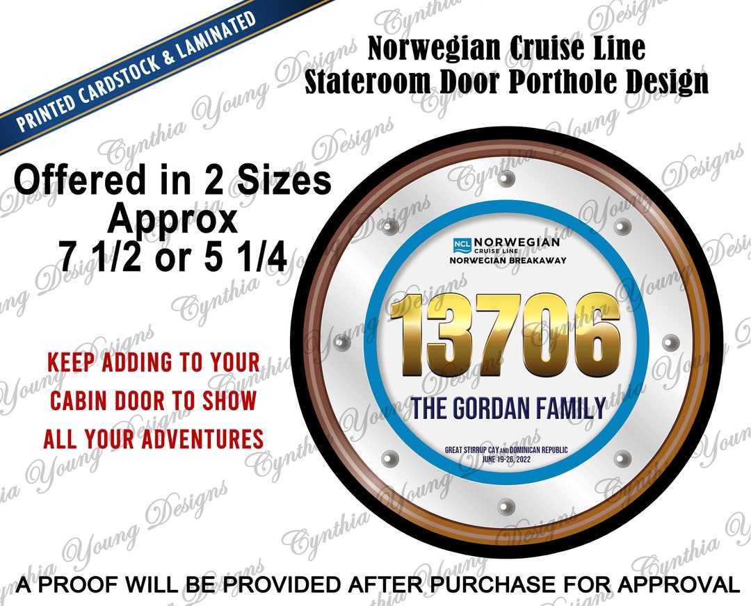 Norwegian Cruise Line Cabin Door Porthole Design NCL Cruise Etsy