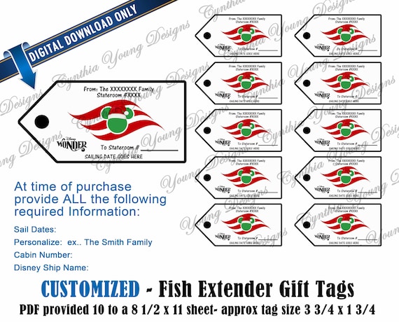 Fish Extender Gift Tags Customized With YOUR Personal Information