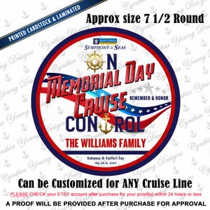 Cruise Door Magnet | Round Stateroom Door Holiday Magnet | On Memorial Day Cruise Control |Any Cruise Line