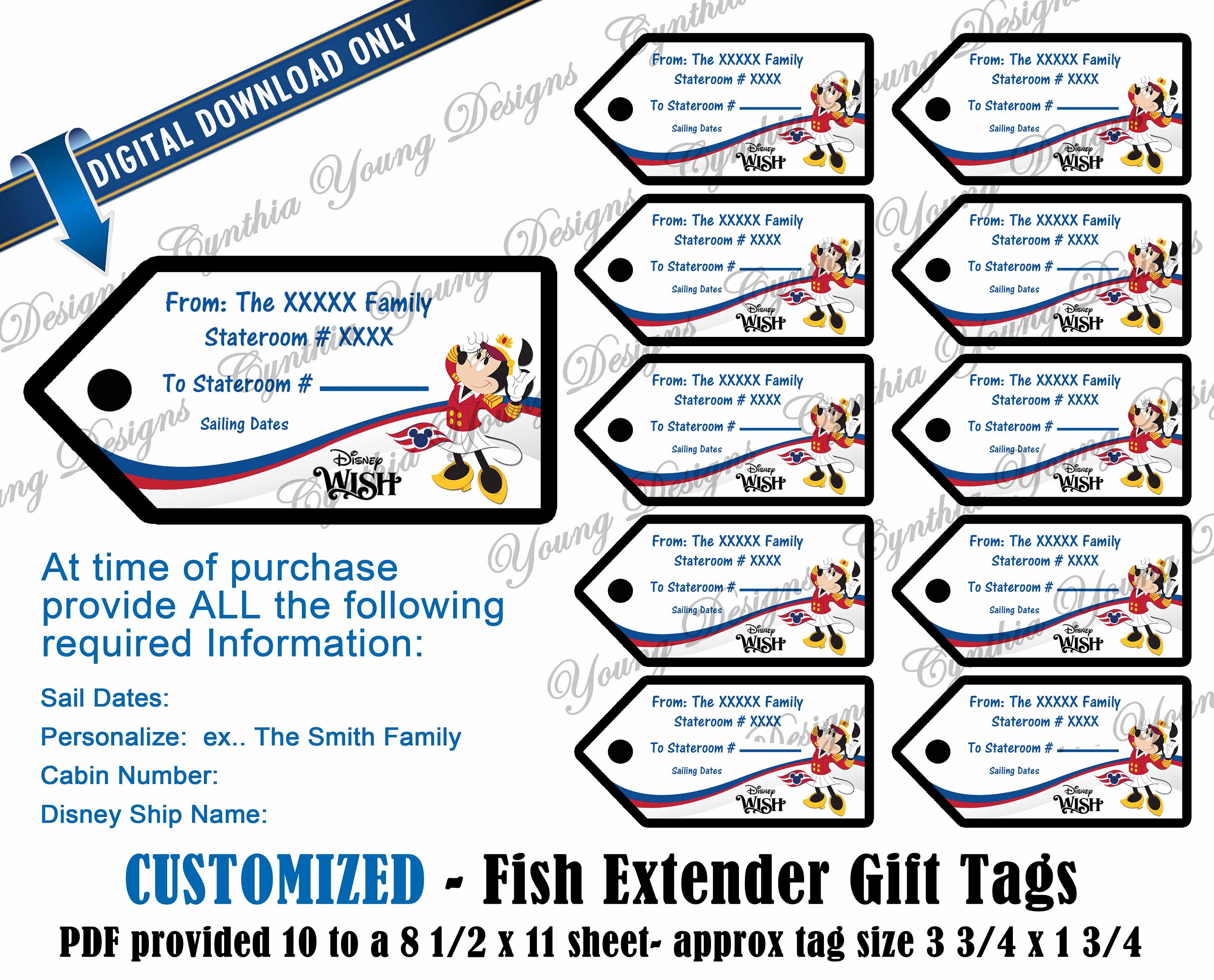 Buy Fish Extender Gift Tags Customized With YOUR Personal Information Not  an Instant Download DCL FE Gift Tags Digital Download Online in India 