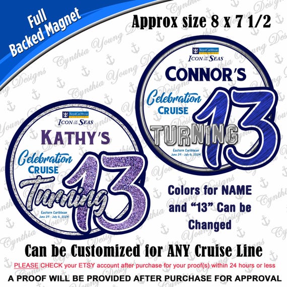Cruise Door Magnet | "Turning 13" Birthday Cruise Magnet | Cabin Cruise Magnet | Birthday Celebration Cruise| Any Cruise Line | Any Age