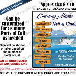 Cruise Door Magnet | Itinerary Stateroom Door Magnet | Cruise Cabin Stateroom Magnet | Alaska Port of Call Sign Magnet | Any Cruise Line