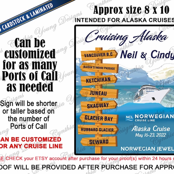 Cruise Door Magnet | Itinerary Stateroom Door Magnet | Cruise Cabin Stateroom Magnet | Alaska Port of Call Sign Magnet | Any Cruise Line