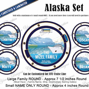 Cruise Door Magnet | Round Stateroom Door Magnet Set | Alaska Cruise Line Magnet Set | RCL NCL Celebrity Princess (Any Cruise Line)
