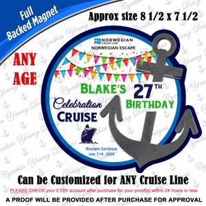 Cruise Door Magnet | Birthday Anchor Cruise Magnet | Cabin Cruise Magnet | Birthday Celebration Cruise | Any Cruise Line