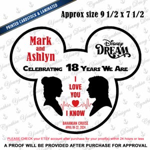 Cruise Door Magnet | Stateroom Door Mickey Ears | Anniversary Wedding Love | Star Wars Han's and Princess Leia | I Love You  I Know