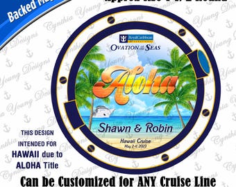 Cruise Door Magnet | Porthole Stateroom Cruise Door Magnet | Hawaii Cruise | Aloha Cruise Door Magnet |  Any Cruise Line