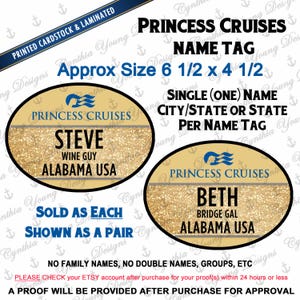 Cruise Door Magnet | Stateroom Door Name Tag Magnet | Princess Name Tag Cruise Magnet | Gold Cruise Name Tag