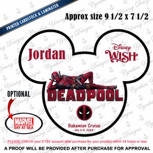 Cruise Door Magnet | Stateroom Door Mickey Ears  |  Deadpool Magnet | Deadpool Cabin Door Magnet | Disney Cruise Magnet
