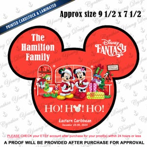 Cruise Door Magnet | Stateroom Door Mickey Ears | Very Merrytime Christmas Holiday Cruise | Santa Mickey and Minnie Disney Cruise Magnet