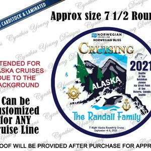 Cruise Door Magnet | Round Alaska Cruise Door Magnet | Cruising Alaska Port of Call Cruise Magnet | RCL NCL Princess (Any Cruise Line)