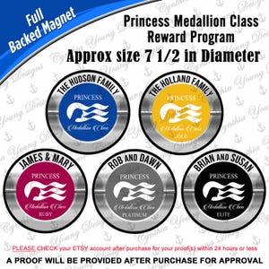 Cruise Door Magnet | Princess Cruise Line Medallion Class with Captain's Circle Level | Gold Ruby Platinum Elite | Reward Program