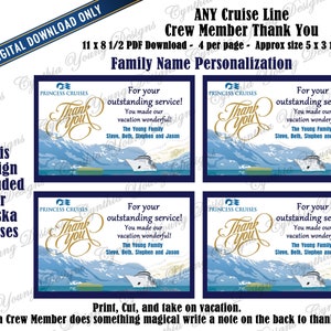 ANY Cruise Line Alaska Thank You|  Crew Member Thank You | Princess Norwegian Celebrity DCL| Personalized PDF File