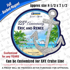 Cruise Door Magnet | Tropical Anchor Anniversary Cruise Magnet | Cruising through life as Husband and Wife | Any Cruise Line Silver